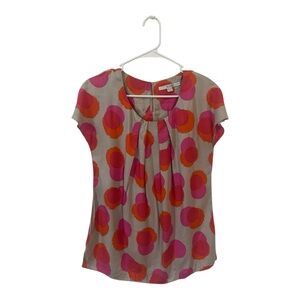 Borden Pink and Orange Printed Top on Neutral Background